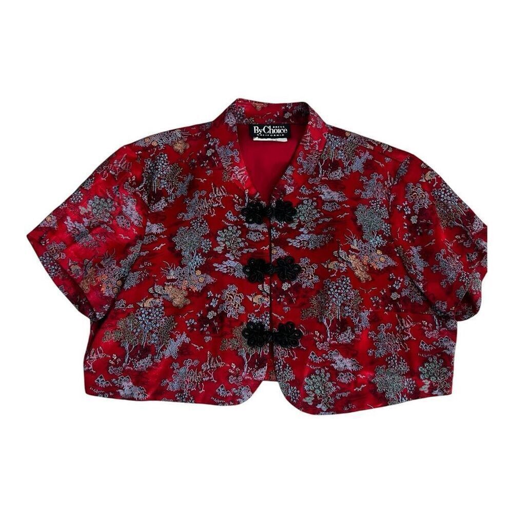 Dress By Choice California Red Printed Women Short Chinise Mandarin Jacket 5